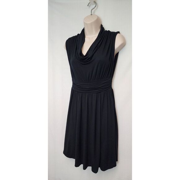 Soprano Cowl Neckline Sleeveless Black Knee Length Dress Size Medium - Picture 3 of 6